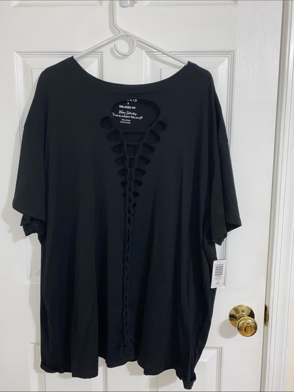 Torrid Black Short Sleeve tie up Front Tee